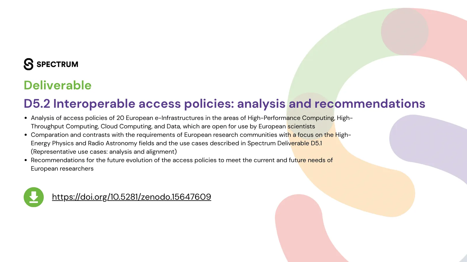 SPECTRUM Deliverable D5.2, Interoperable access policies: analysis and recommendations